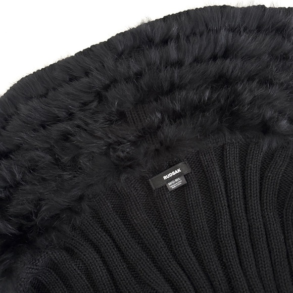 Rudsak Ribbed Knitted Rabbit Fur Cardigan Size M/L - Picture 6 of 8